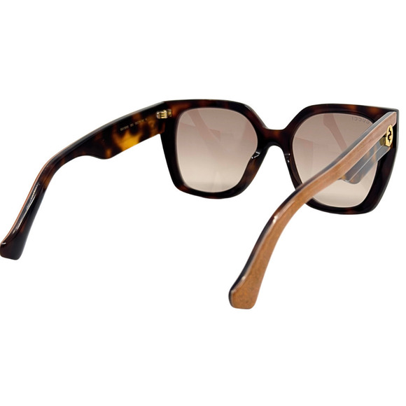 Gucci Sunglasses GG Logo Glitter Havana Hollywood Oversize Square Gradient Brown - Picture 8 of 13
